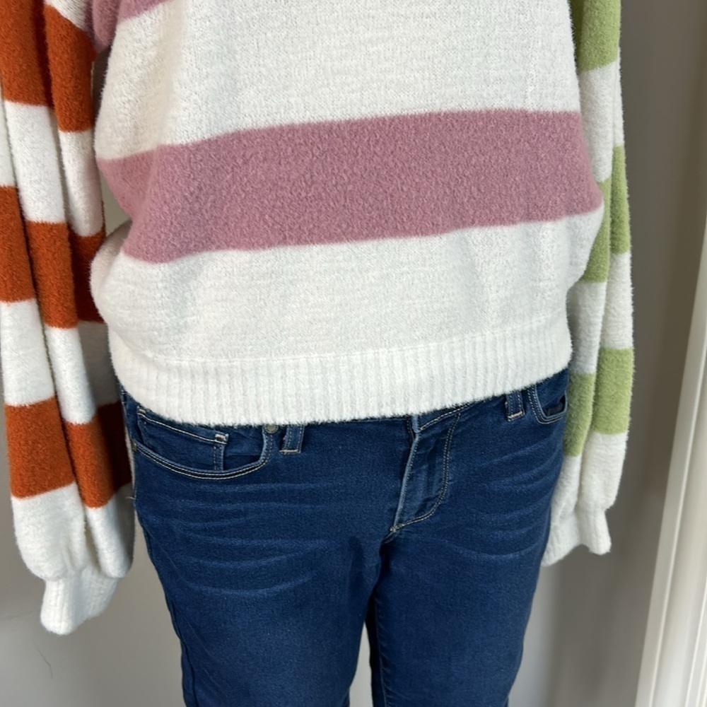 L Space Striped Sequoia Sweater Womens Balloon Sleeves Soft Pastel Sz S - Picture 5 of 10